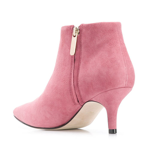 Shoes Factory Pointed Toe Shape Side Zipper on Stiletto Kitten Heel Soft Suede Leather Upper Womens Ankle <b>Boots</b> - Product Image 3
