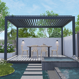 Toja Grille Lames Gazebo <span class=keywords><strong>Terrasse</strong></span> Maison Support Extérieur Motorisé Bio Climat Extérieur Pergola Ouvrable - Product Image 1