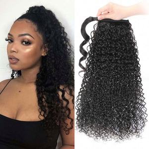 Offre Spéciale – Queue de Cheval 10A en Cheveux Humains Naturels Noirs Bruts Vierge Yaki Remy, Lisses et Ondulés Profonds - Product Image 4