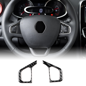 Cornice Decorativa per Volante in Vera Fibra di Carbonio, <span class=keywords><strong>Accessori</strong></span> per Interni Auto Compatibili con <span class=keywords><strong>Renault</strong></span> <span class=keywords><strong>Clio</strong></span> 4 Mk4 IV 2013-2018 - Product Image 1