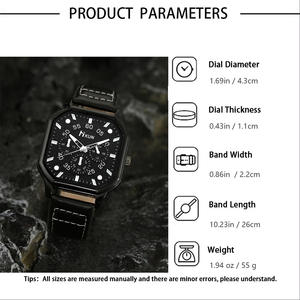 Square <strong>Watches</strong> for Men Brown Black Leather Bracelets <strong>Set</strong> for Men 4 Pcs Wrist <strong>Watch</strong> Bracelet <strong>Set</strong> Fashion Business Wrist <strong>Watches</strong> - Product Image 6