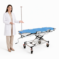 Chariot de transport patient hospitalier avec barrières de sécurité, civière de secours et lit d'urgence