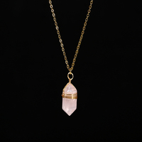 Colliers en cristal tendance, style bohème, avec breloque hexagonale en pierre naturelle enroulée de fil, chaîne délicate, bijoux pour femmes