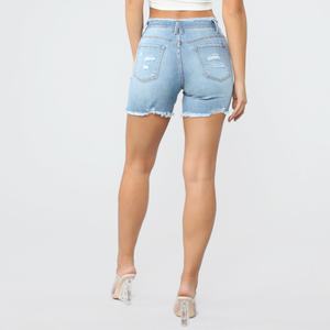 Pantalones Cortos de Mezclilla Desgarrados Sexys para Mujer, Pantalones Cortos de Mezclilla de Cintura Alta para Verano - Product Image 5