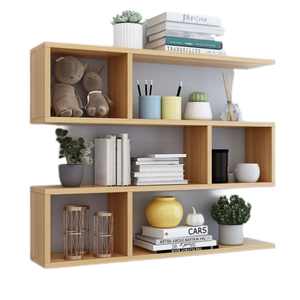 رف كتب جديد من خشب الساج مثبت على الحائط على شكل شجرة - Product Image 2