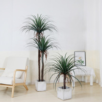 Plante verte d'intérieur nordique décorative en pot, Arbre du sang de dragon à tiges épaisses, Grand modèle tendance, Artificiel, Écologique, Réaliste, 80 cm