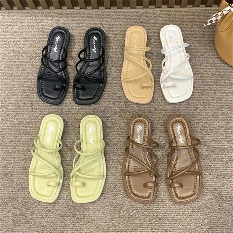 Plus Size 35-40 Beach Flat Women's Shoes 2023 Summer New Women's Outwear Slippers