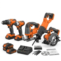 Kit combiné d'outils électriques sans fil 5 pièces 5 en 1 : Meuleuse d'angle, Marteau perforateur, Clé à chocs, Perceuse, Scie circulaire