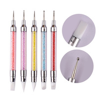 Outils de peinture à fleurs scintillantes roses 2 en 1 à double extrémité, double face, avec pinceaux applicateurs à bords plats en silicone