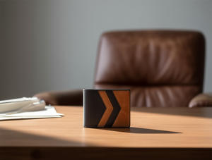 Portafoglio da Uomo in Vera Pelle con Motivo Geometrico, Chiusura a Fisarmonica, Lunghezza Corta, Ideale come Regalo - Product Image 2