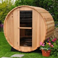 Sauna à baril traditionnel d'extérieur en cèdre rouge pour 2-3 personnes, modèle 2026, en bois massif, alimenté par prise électrique, 1800*2400 MM