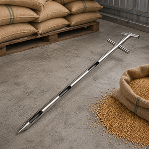 Sonde d'échantillonnage de grains OGAWA SUS6010 durable, 100 cm, en acier inoxydable SUS304, double tube, pour maïs, riz et semences - Product Image 1