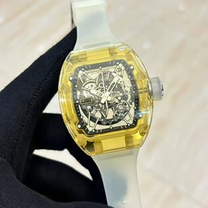Luxury Lifestyle Designer Style Yellow Sapphire Case <b>Skeleton</b> <b>Automatic</b> Mechanical <b>Watch</b> Waterproof Luminous Sporty Mens <b>Watch</b> - Product Image 1