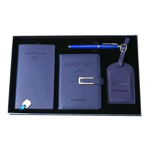 Ensemble Cadeau d'Affaires Personnalisé en Cuir PU : Étiquette de Bagage, Pochette Passeport, Carnet, Stylo Métallique, Thème Avion - Product Image 2