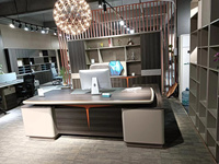 Mobilier commercial en bois simple Escritorio personnalisé en usine Bureau de direction moderne Gestionnaire de table Bureau du patron en forme de L