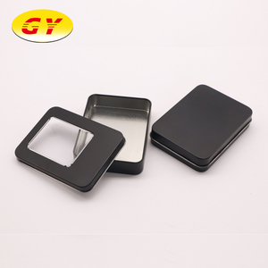 Box Tea Metal Tin Box Customizable Black Rectangle Hinge Metallic Tin Box Packaging Tea Tin Box