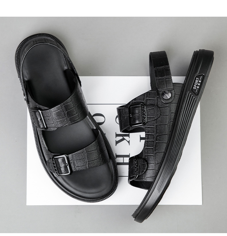Men Leather Sandals Summer Casual Holiday Shoes Outdoor Beach Walking Footwear