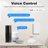 Interrupteur intelligent Zigbee Manhot en plastique, sans condensateur, sans neutre requis, interrupteur à bouton-poussoir US, commande vocale pour Alexa Google