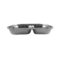Boîte à lunch à 2 compartiments en aluminium, conteneur alimentaire jetable de 830 ml, emballage alimentaire à emporter, plateau en aluminium avec couvercle