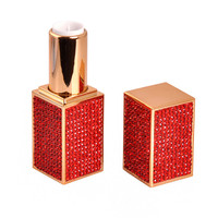 Haute qualité Super Flash bricolage Flash cristal strass diamant Portable rouge à lèvres conteneur vide carré bouteille Tube en plastique