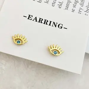 turkish eye earrings gold plated 18k jewelry korea daily wear very smallest evil eye earrings for women