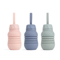 Bouteille d'eau pliable en silicone sans BPA de 550 ml, rose, pliable, portable, pour boire directement