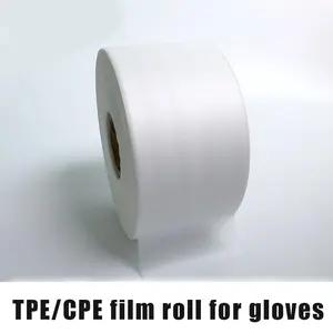Tpe Cpe Biru Menyusutkan Plastik Gulungan Ldpe Film Transparan Pe Stretch Tpe Film untuk Sarung Tangan