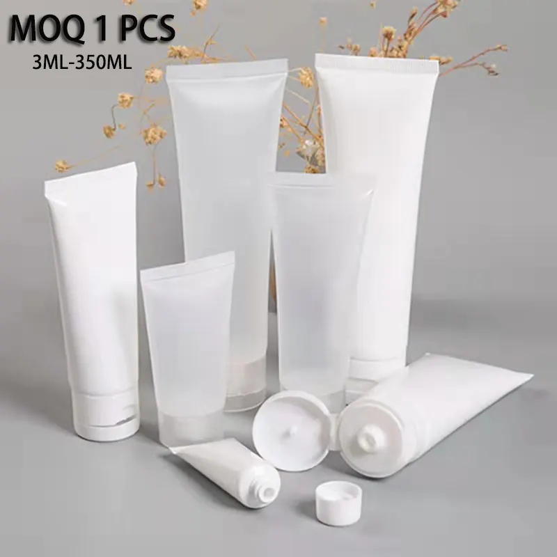 Tubo de plástico PE blanco presellado para cosméticos, venta al por mayor de fábrica, 3ml-350ml