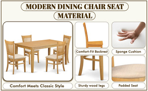 Bộ bàn ăn 7 mảnh bao gồm bàn gỗ hình chữ nhật <span class=keywords><strong>6</strong></span> ghế vải lanh phòng ăn 36x60 - Product Image 2