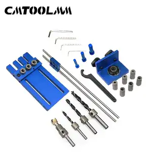 Other hand tool 3 in 1 drilling locator guide kit log tenon hole punch combo triple punch locator for woodworking dowel jig set