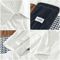 Chemises décontractées surdimensionnées pour hommes, patchwork, respirantes, 100 % coton, manches longues, boutonnées, style streetwear, vente en gros, OEM, ODM