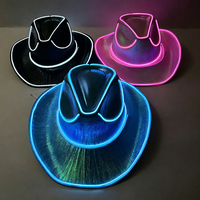 Sombrero de Vaquero/Vaquera de Plástico con Luces LED de Neón Personalizadas con Logotipo, Lentejuelas, Luces Intermitentes, Recuerdos para Fiestas, Bodas, Festividades