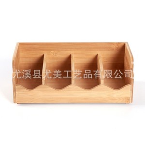 Estante de almacenamiento para bolsitas de té de bambú, estante de almacenamiento de café de tres niveles con múltiples compartimentos, estante de sobremesa para bolsitas de té para sala de té, venta al por mayor. - Product Image 1