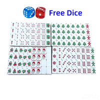 En stock : Jeu de Mahjong de Noël américain de luxe, 160 tuiles en acrylique gravées sur 4 couches, rouge