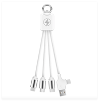 Câble de charge 3 en 1 blanc, le moins cher, personnalisable, avec logo lumineux LED, cadeau d'entreprise, double entrée, type C, USB A