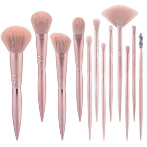 Makeup <b>Brush</b> Set 12Pcs Synthetic Fiber <b>Round</b> Bristle Plastic Handle For Eye Shadow Powder Application - Product Image 4