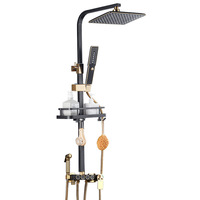 Système de douche de salle de bain carré Senducs noir or baignoire mitigeur robinet chaud froid salle de bain robinet ensemble de douche thermostatique