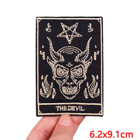 Cartes de Tarot Punk patchs brodés pour vêtements autocollants Patch squelette bricolage fer sur patchs