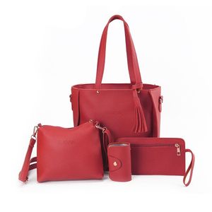 4Pcs/Set New High Capacity Crossbody Bag Leather Handbag Shoulder Bag Wallet <b>Purses</b> Portable Women <b>Girls</b> Fashion Casual Bag - Product Image 1