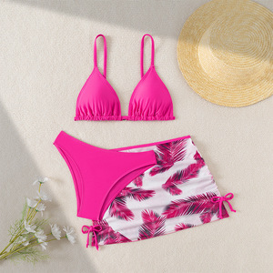 Ingrosso 2025 per bambini costumi da bagno Custom Logo costumi da bagno pianta stampa 3 pezzi Beachwear vita alta per adolescenti ragazze <span class=keywords><strong>Bikini</strong></span> per bambini - Product Image 2