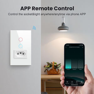 Tuya 1/2 Gang Wifi Smart Home Interruptores de pared de luz táctil inalámbricos Brasil Smart Socket e interruptores funcionan con Alexa <span class=keywords><strong>Google</strong></span> <span class=keywords><strong>Hom</strong></span> - Product Image 2
