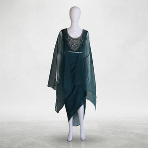 Conjunto de Choli y Lehenga Azul Bordado para Mujer, Blusa Romana, Falda Asimétrica, Traje para Fiesta, Boda, Diwali - Product Image 1