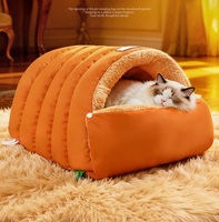 Lit pour chat confortable en peluche solide toutes saisons, fermé, pour chiot, chaton, petit chien, coupe-vent, nid chaud