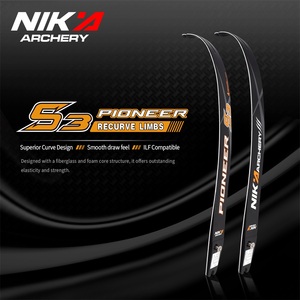 Palas de arco recurvo Nika Archery <span class=keywords><strong>S3</strong></span> <span class=keywords><strong>Pioneer</strong></span> para tiro al blanco, 68 pulgadas, 14-40 libras, núcleo de espuma de fibra de vidrio, palas de arco desmontables ILF - Product Image 1