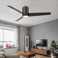 Ventilateur de plafond décoratif à moteur DC, LED, 52 pouces, montage encastré, profil bas, avec lumière et télécommande