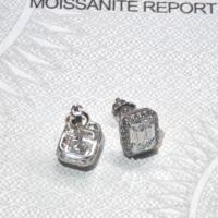Boucles d'oreilles clous Hiphop en argent 925 plaqué or 18 carats avec moissanite taille émeraude