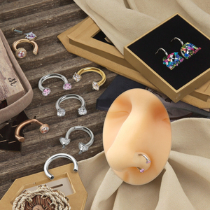 <span class=keywords><strong>Piercing</strong></span> al Naso Xinfocus con Anello a Ferro di Cavallo e Diamante, Gioielli per il Corpo alla Moda, Barbell Circolare in Acciaio Chirurgico, Orecchino per Daith e <span class=keywords><strong>Trago</strong></span> - Product Image 4