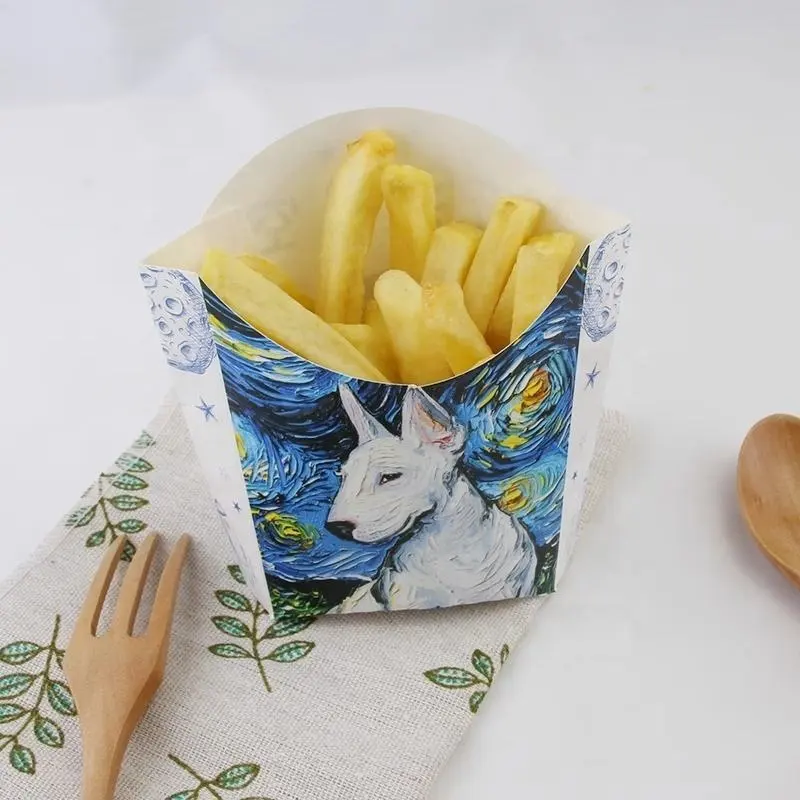 Custom French Fries Packaging Take Away Boxes Carton Printing Fast Food Potato Chip Container For Party