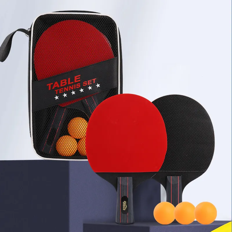 Raket pingpong OEM 4 bintang, raket tenis meja Advance dalam ruangan luar ruangan dengan tas tangan dan 3 bola untuk kompetisi