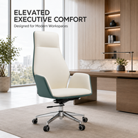 Chaise de bureau exécutive ergonomique moderne à dossier haut, réglable en hauteur, en cuir PU avec roulettes lisses et structure en bois